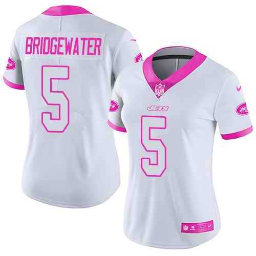 Women Nike Jets 5 Teddy Bridgewater White Pink Rush Fashion Limited Jersey Dzhi,We sell and wholesale Women Nike Jets 5 Teddy Bridgewater White Pink Rush Fashion Limited Jersey Dzhi on line form chian!